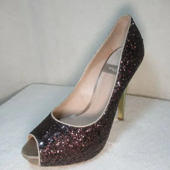 Baldan Sparkly Brown Peep-Toe Heels | EU 37 - Picture 9 of 12